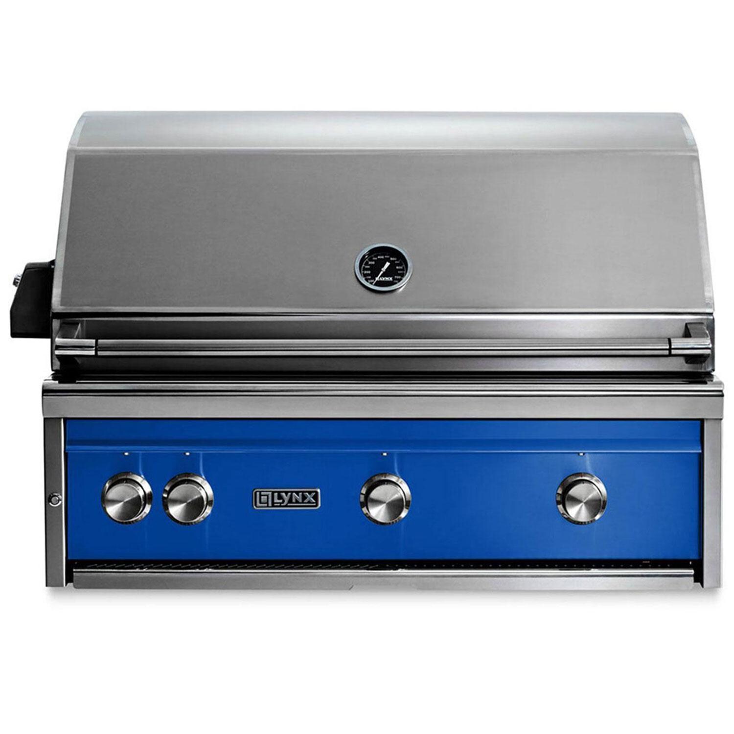 Lynx L36R-3-PBNG Professional 36 Inch Built-In Natural Gas Grill w/ Rotisserie in Pacific Blue - Display - White Background thumbnail