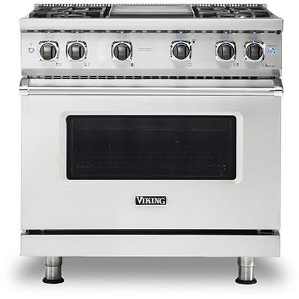 Viking Professional 5 Series 36-Inch 4 Burner Natural Gas Range With Griddle - Stainless Steel - VGR5364GSS thumbnail