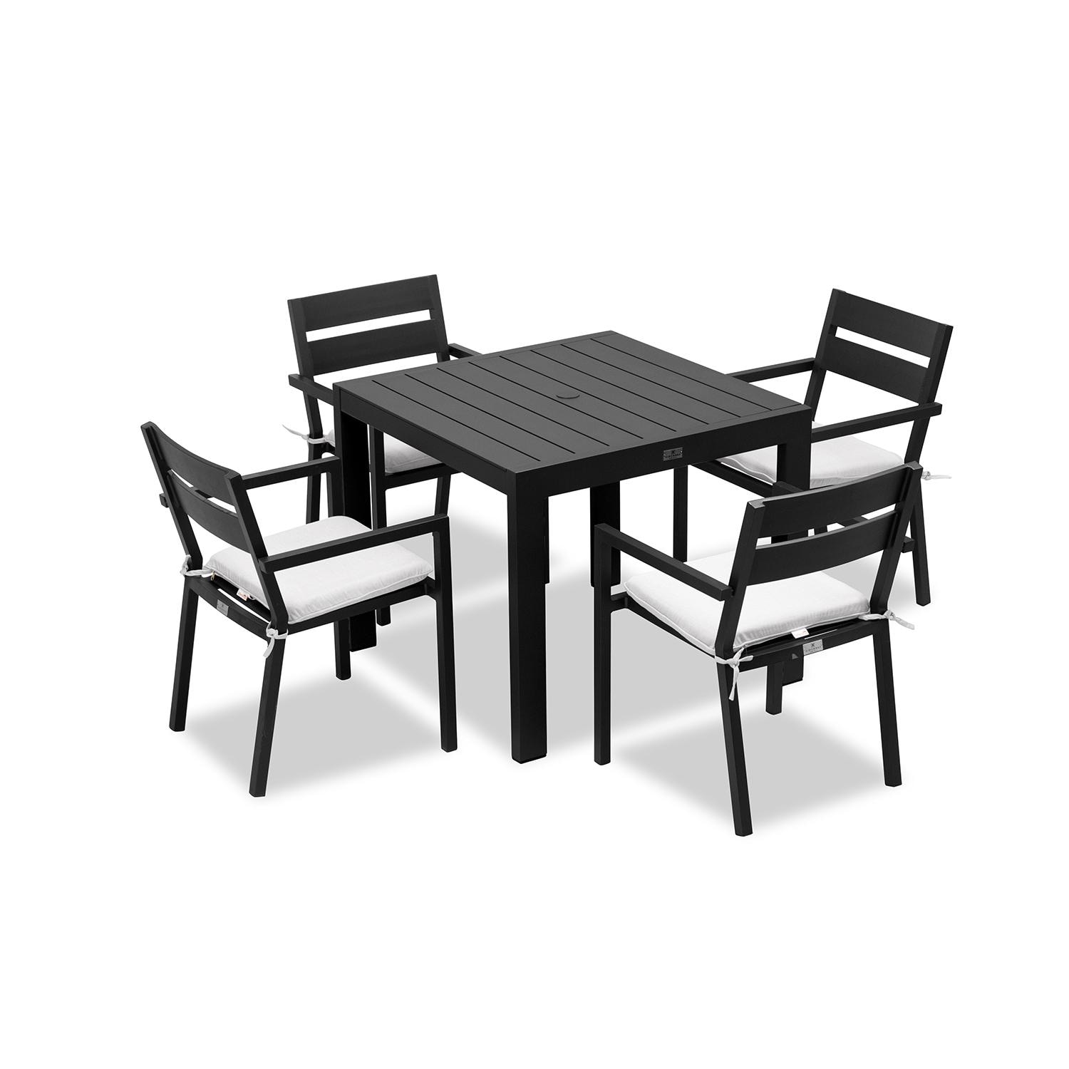 Calm Bay Classic 5 Pc Square Dining Set in Black/Canvas Natural by Lakeview - White Background thumbnail