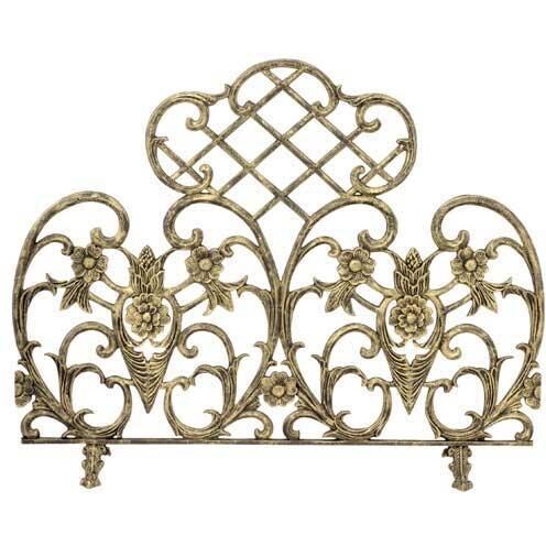 UniFlame 42 Inch Antique Gold Cast Aluminum Single Panel Fireplace Screen