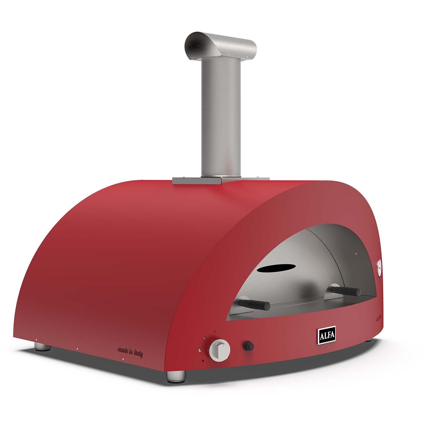 Alfa FXMD-5P-MROR-U Moderno 5 Pizze Natural Gas Pizza Oven - Antique Red - Left Angled View - White Background thumbnail