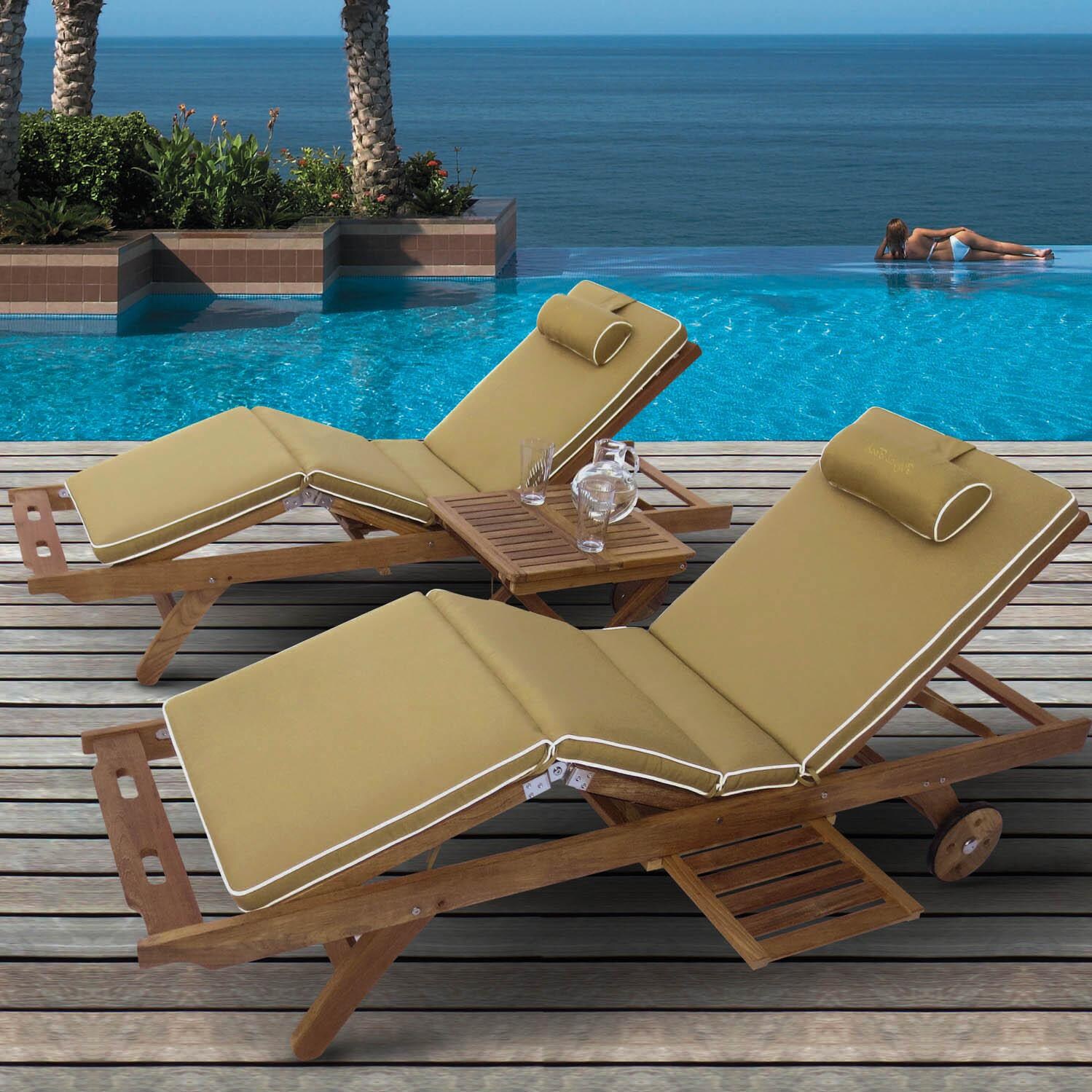 Royal Teak Collection Sun Bed Chaise Lounge 2 Person Teak Chaise Lounge Set thumbnail