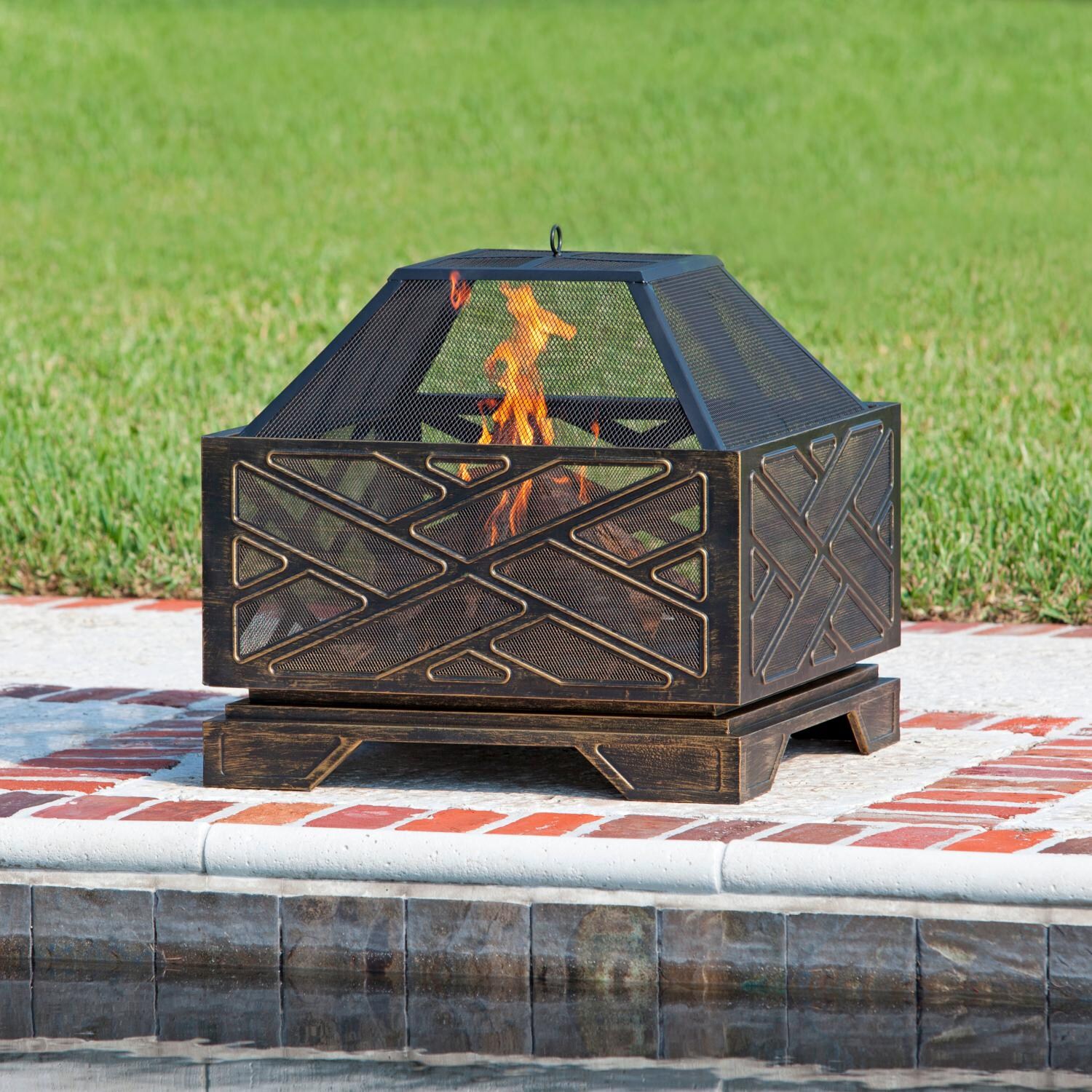 Ultimate Patio SC62239 Hazelwood 26-Inch Square Wood Burning Fire Pit thumbnail