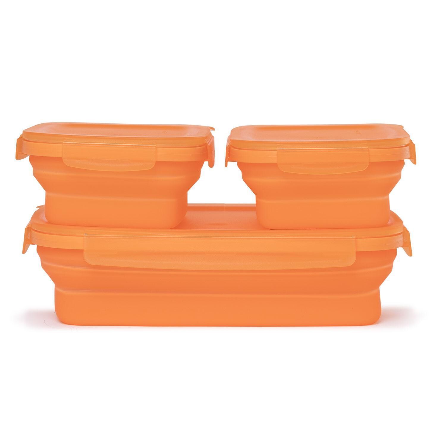 Drip EZ SCNDZ-3PK-1-OR Secondz Food Storage Prep Tub - Orange - 3 Pack Set - White Background thumbnail