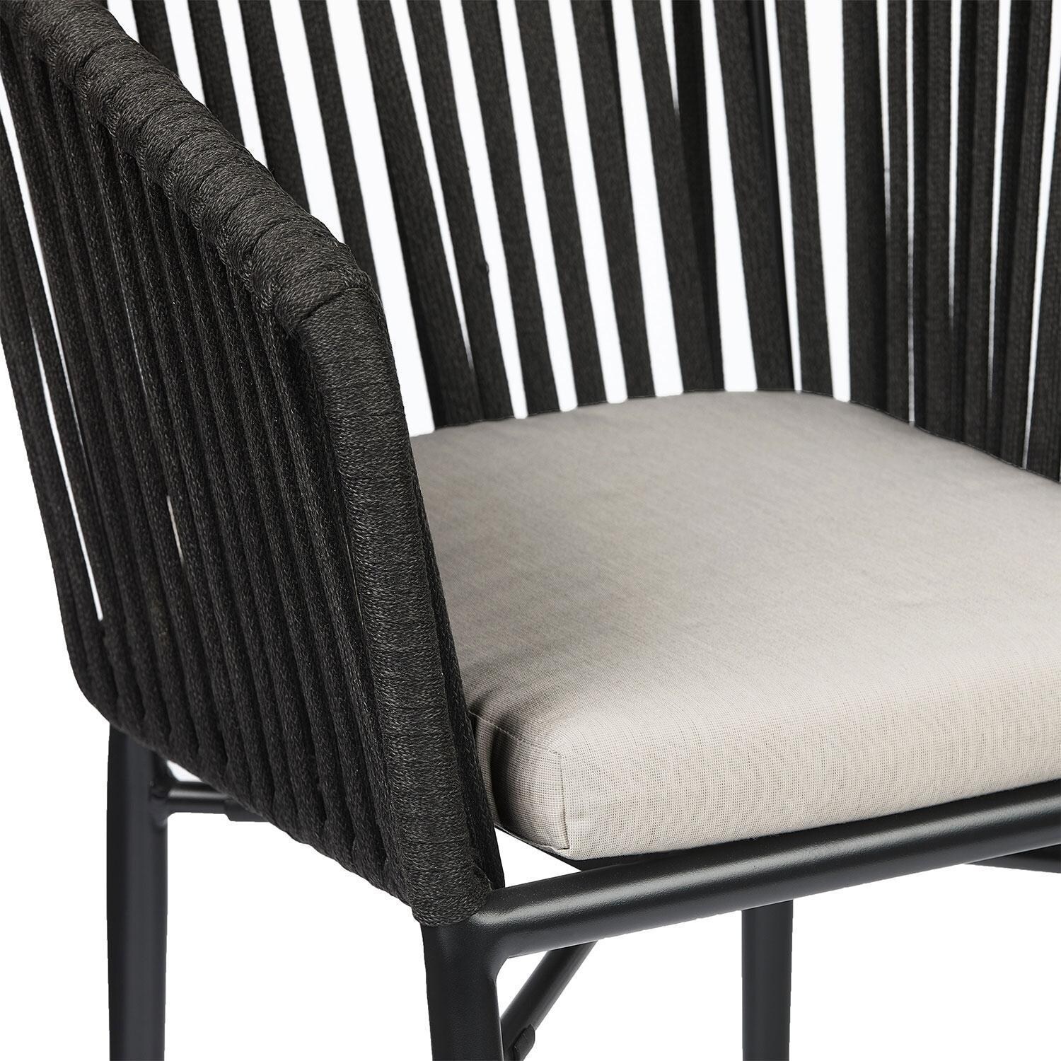 Canyon Bay 21 Inch Metal Outdoor Dining Chair Set of 2 in Black W/ Sunbrella Cushions by Lakeview Outdoor Designs - Single Chair - Close Up View - Detail thumbnail