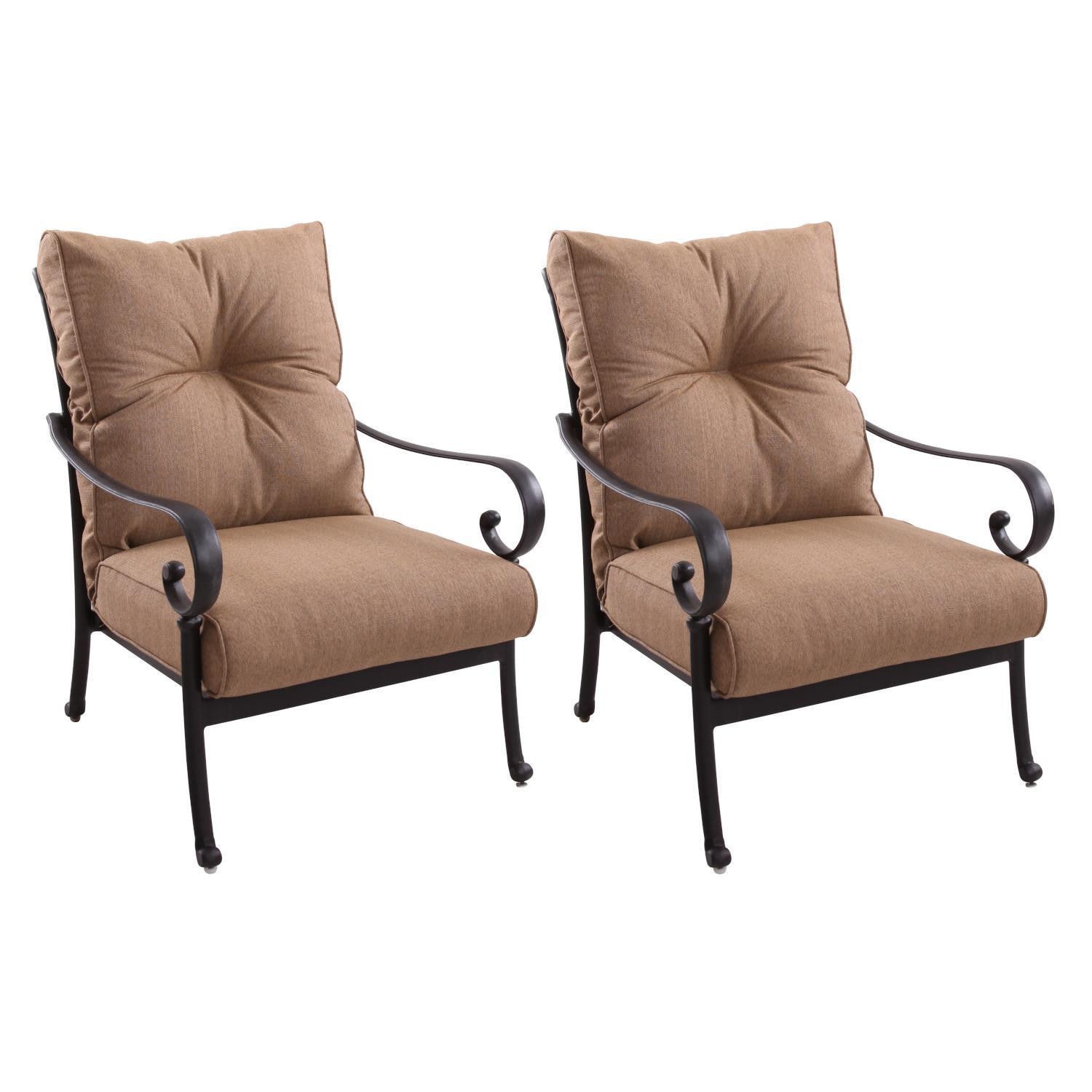 Santa Anita 2 Pc Cast Aluminum Club Chair Set in Antique Bronze/Heather Beige Sunbrella by Darlee