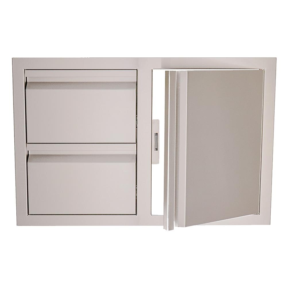 RCS VDC1SCR Valiant Double Soft Close Drawer & Right Hinged Door Combo - All Open - White Background thumbnail