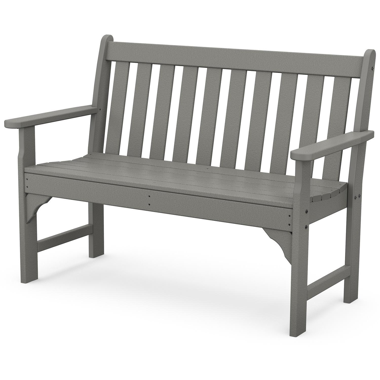 Vineyard 48 Inch Recycled Plastic Bench in Slate Gray by POLYWOOD