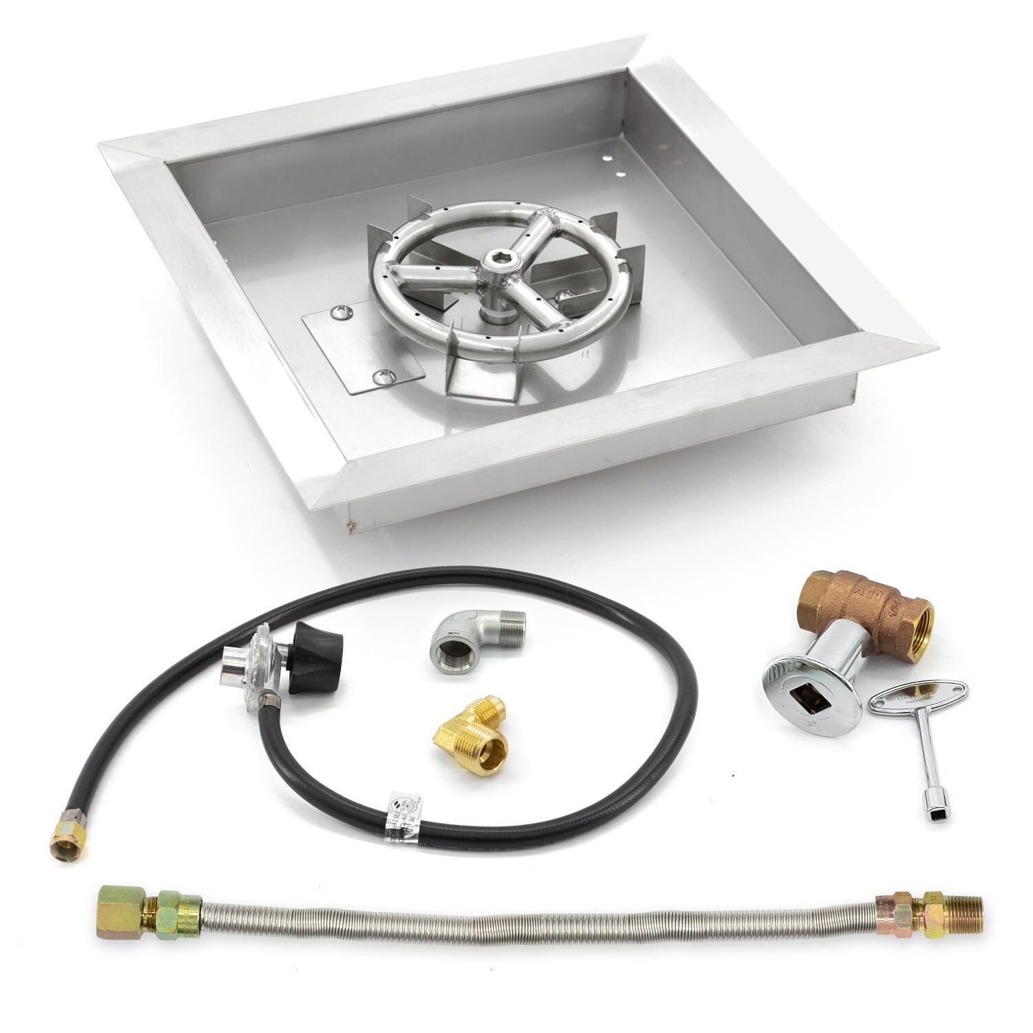 BBQGuys Signature Series 12-Inch Square Drop-In Pan W/ 6-Inch Propane Ring Burner & Connection Kit image