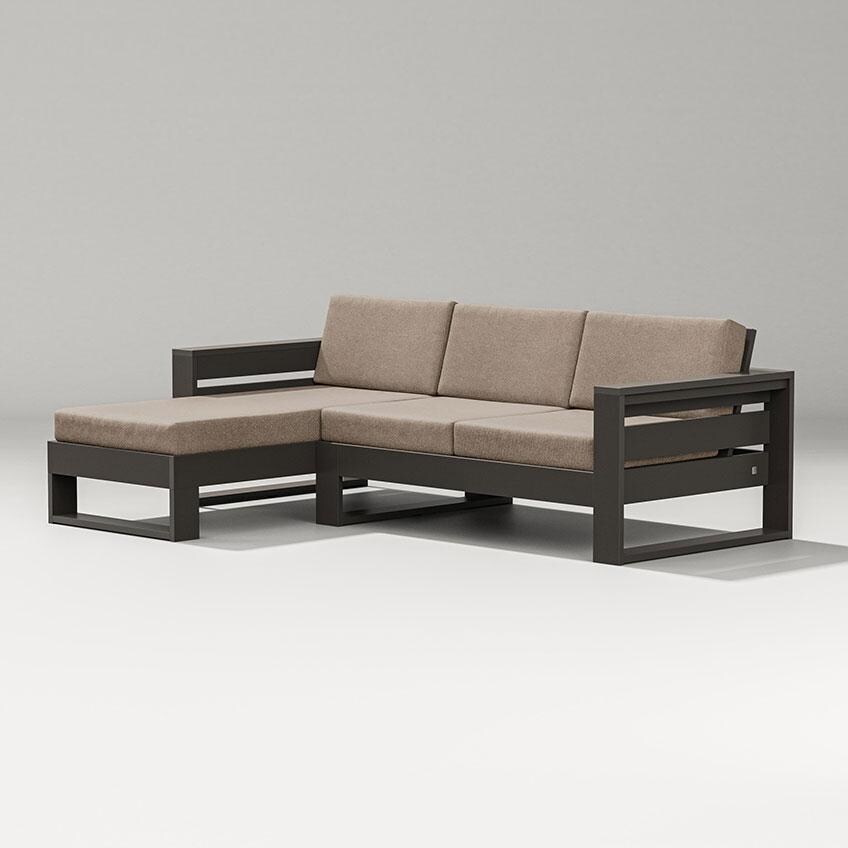 Latitude 3 Person Sectional Sofa w/ Left Chaise in Vintage Coffee/Spiced Burlap By PW Designer Series