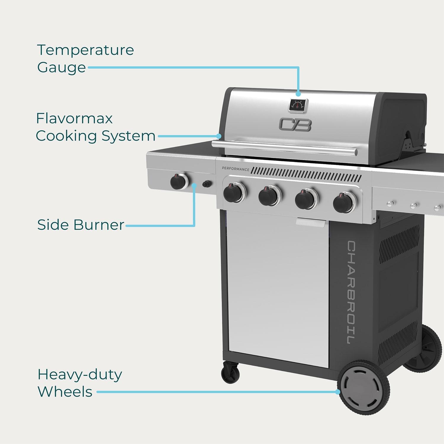 Charbroil 463348725 Performance Series 4-Burner Propane Grill Cabinet W/ Side Burner - Stainless Steel - Features - Detail thumbnail