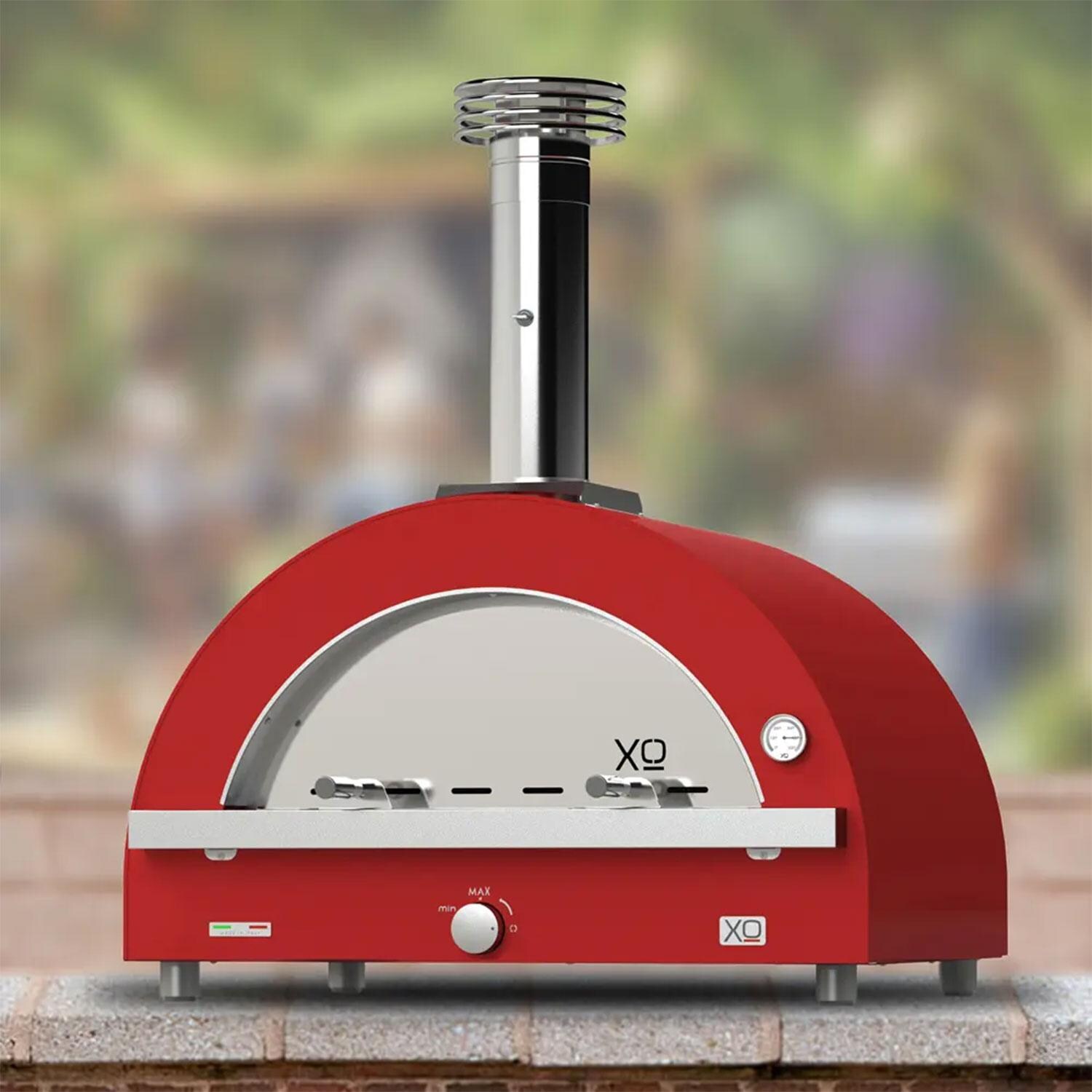 XO Appliance XOPIZZA4HROL PIZZA4 Built-In / Countertop Hybrid Propane & Wood-Fired Pizza Oven in Red - Lifestyle thumbnail