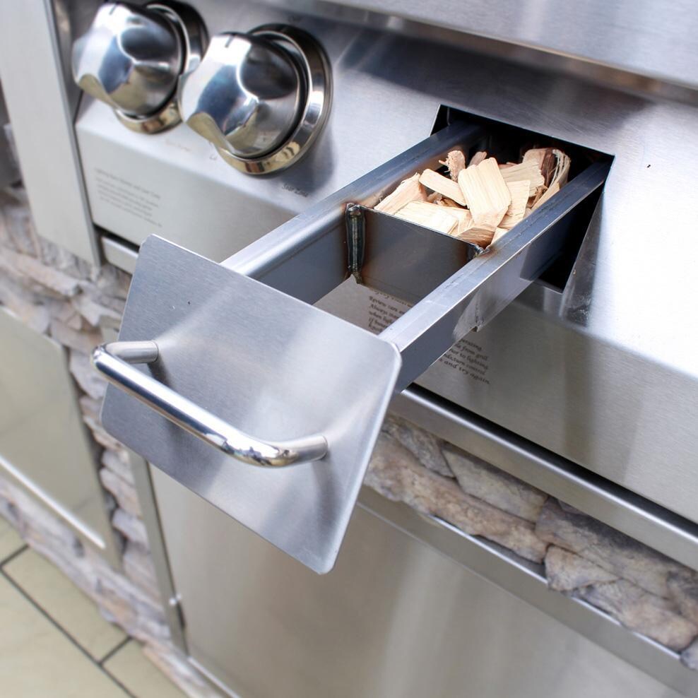 Vintage VBQ30G-N-1-KIT 30 Inch Natural Gas Grill with 2-Door Cart - VBQ30G-N-1-KIT - Wood Chip Tray with Chips - Detail thumbnail