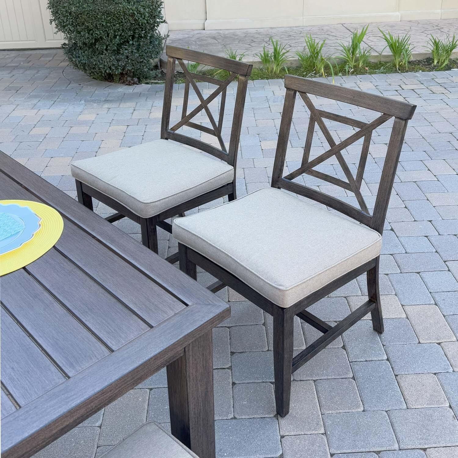 Atlantis 9 Pc Aluminum Dining Set in Walnut/Beige by Darlee - Table - Detail thumbnail