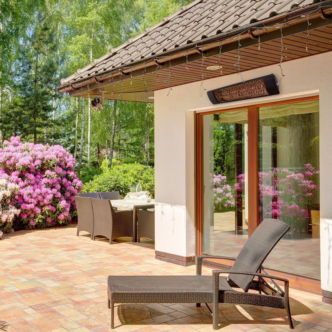 Eurofase EF30480S3 Mason Series 61 Inch 3000 Watt Single Element Marine Grade 480V Electric Patio Heater in Stainless Steel - Patio - Lifestyle