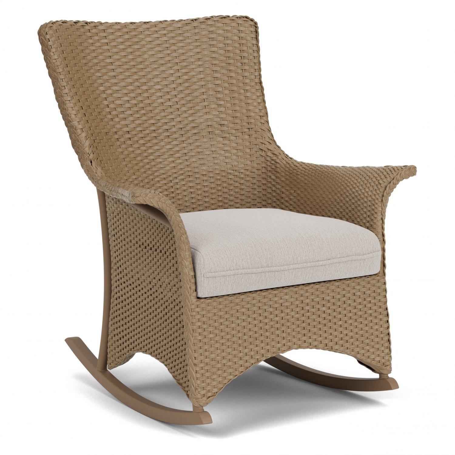 Lloyd Flanders Mandalay Porch Rocker in Fawn Finish with Remy Cloud fabric - Angled thumbnail