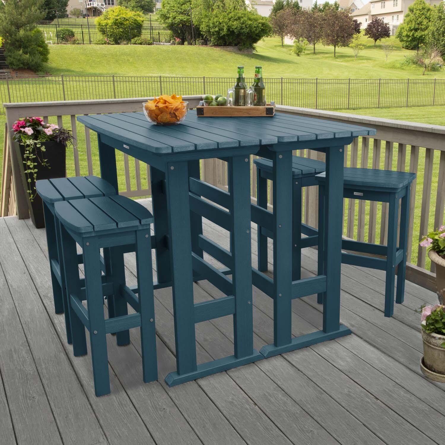 Hart Lane 6 Pc Recycled Plastic Bar Height Dining Set in Federal Blue by Lakeview Outdoor Designs