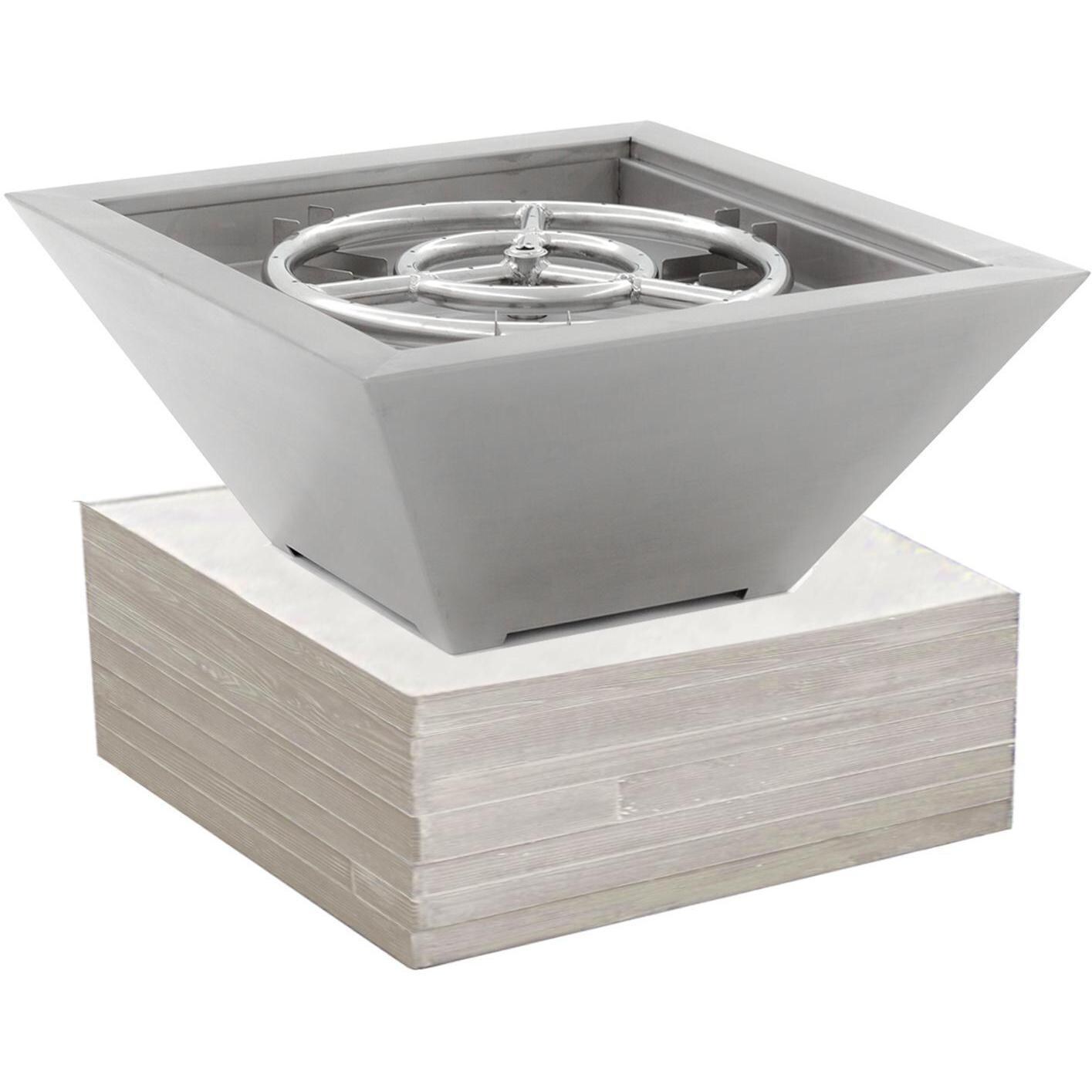 BBQGuys Signature Series Westfalen 24-Inch Square High-Rise Propane Fire Bowl - Stainless Steel - On Column (Not Included) thumbnail