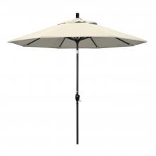 California Umbrella 9 Ft. Octagonal Aluminum Push Button Tilt Patio Umbrella W/ Crank Lift & Aluminum Ribs - Stone Black Frame / Olefin Antique Beige Canopy