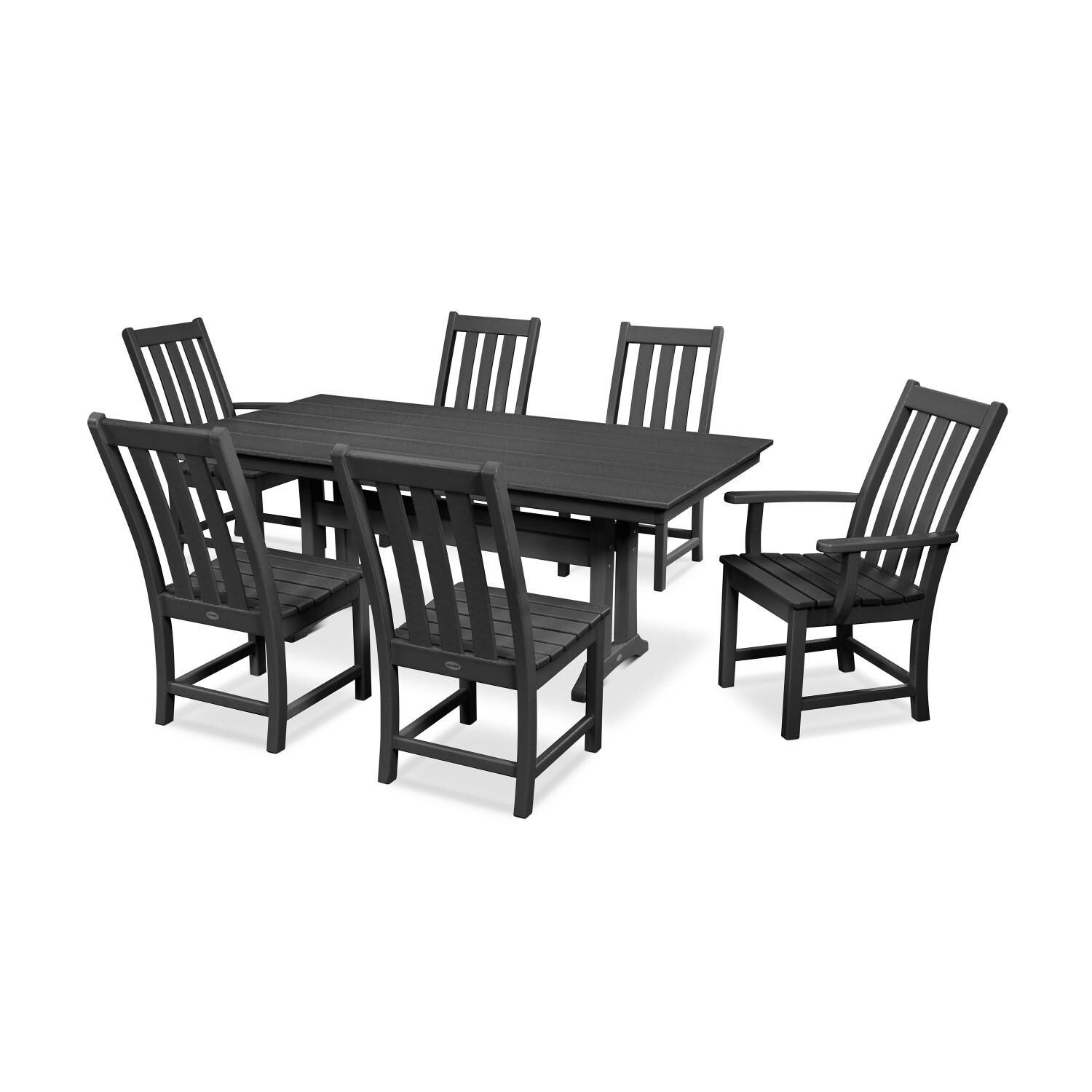 POLYWOOD PWS340-1-BL Vineyard 7-Piece Farmhouse Trestle Dining Set thumbnail