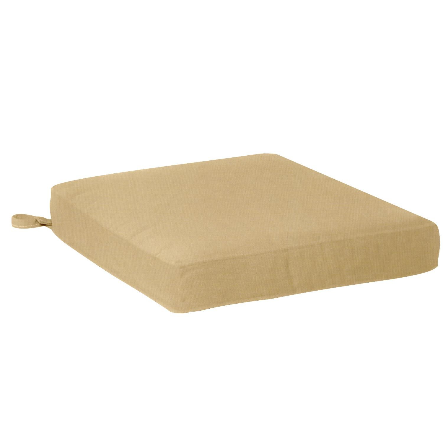 Sunbrella Canvas Wheat Large Outdoor Replacement Seat Cushion W/ Knife Edge By UltimatePatio.com thumbnail