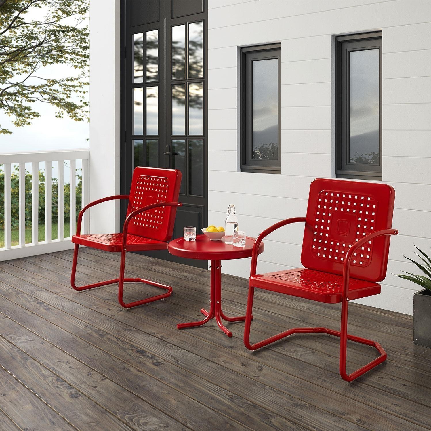 Westcove 3 Pc Steel Seating Set in Bright Red Gloss by Ultimate