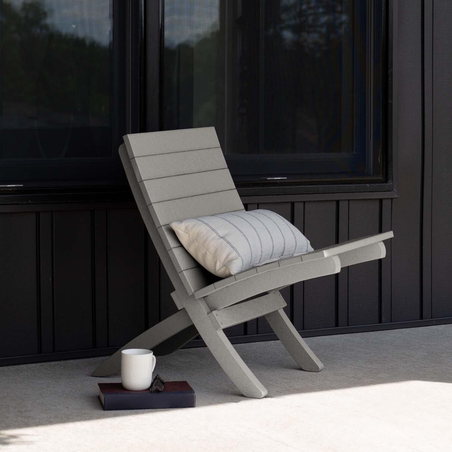 Hazel Cove Recycled Plastic Folding & Stacking Dining Side Chair in Cove Gray by Lakeview Outdoor Designs - Pillow Not Included - Lifestyle thumbnail