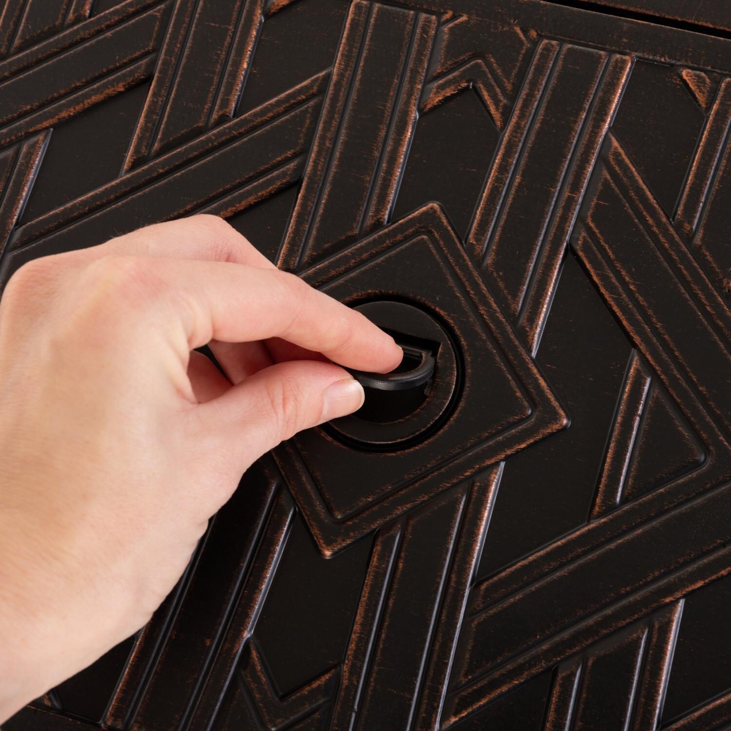 Ultimate Patio 62976-NG Lion Sands 48-Inch Rectangular Aluminum Natural Gas Fire Pit - Cover Handle thumbnail