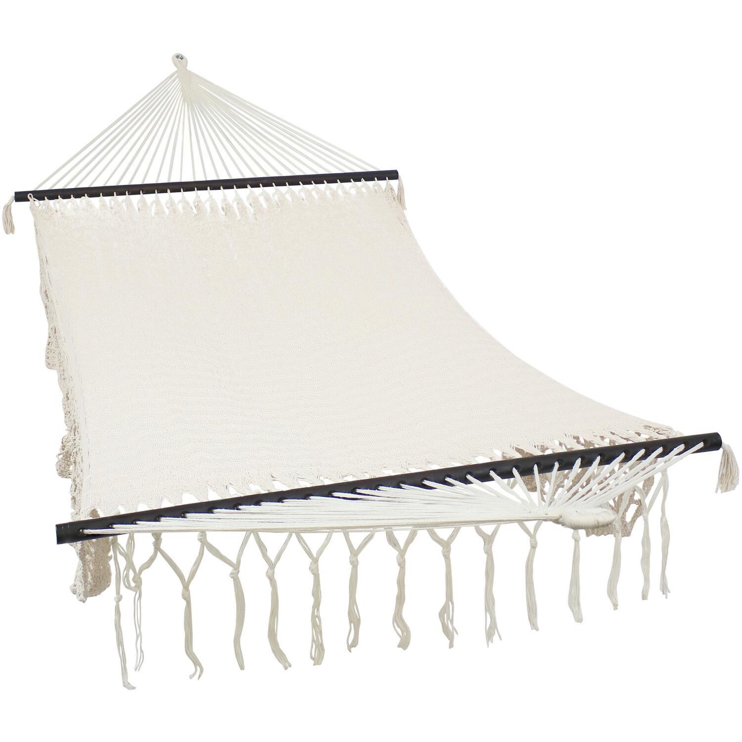Ultimate Patio American-Style Hammock w/ 15-Foot Black Stand - Natural - Hammock Detail thumbnail