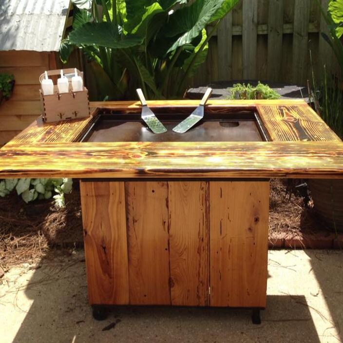 Backyard Hibachi BH-TorchedCypress Flattop Propane Gas Grill - Torched Cypress - Lifestyle View thumbnail