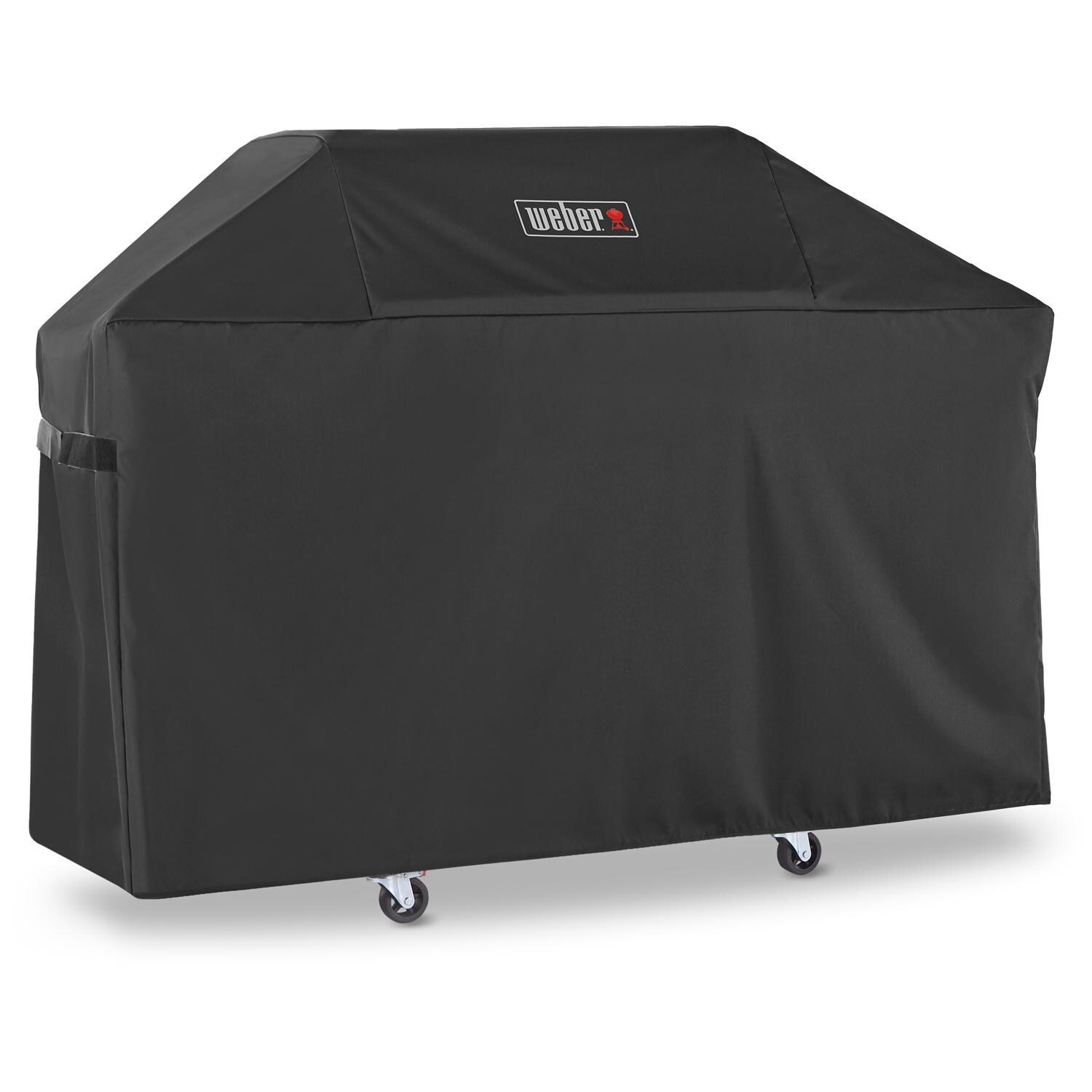 Weber 7757 Premium Grill Cover For Genesis 300 Series Gas Grills - Left-Side Angled View - White Background thumbnail