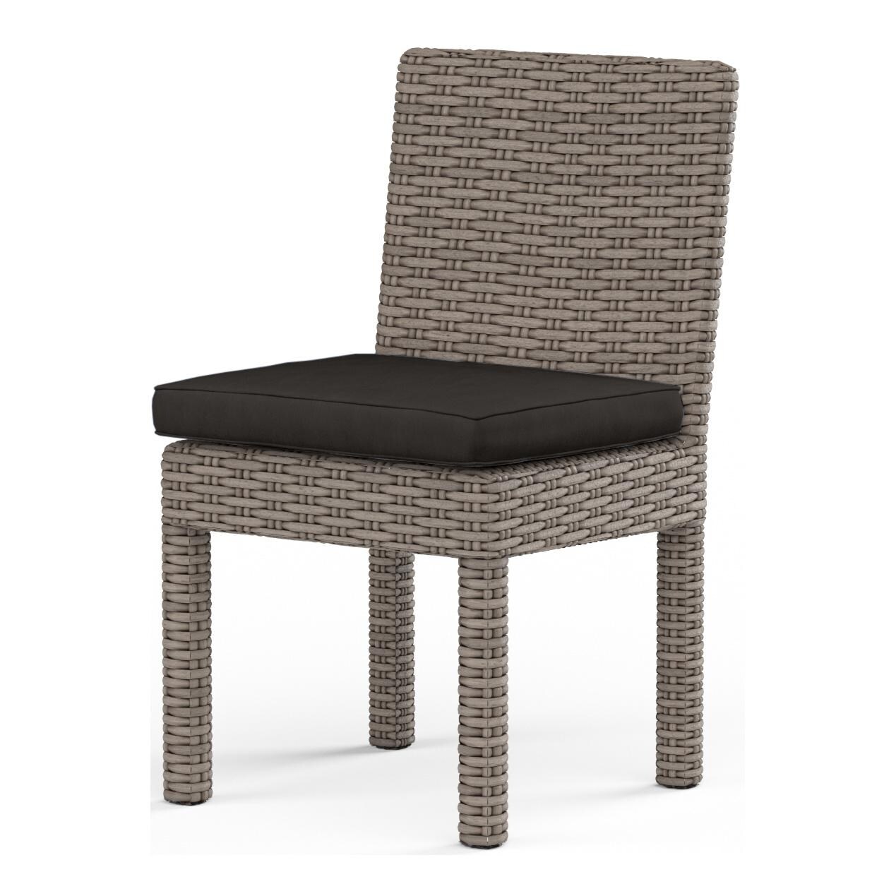 Coronado Wicker Dining Side Chair in Driftwood/Spectrum Carbon by Sunset West - White Background thumbnail