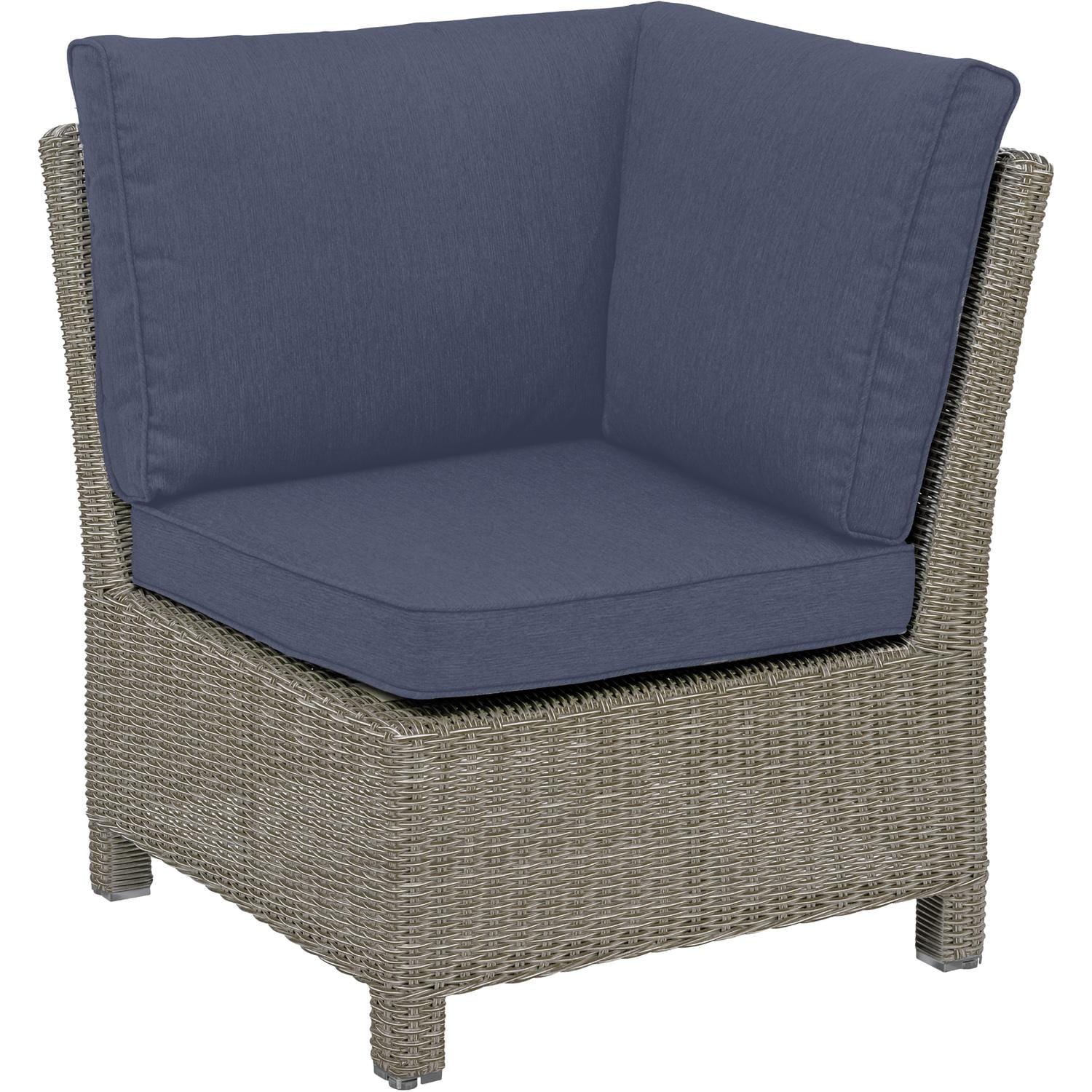 Palma 6 Pc Wicker Sectional Set in Rattan / Spectrum Indigo - Corner Chair - White Background thumbnail