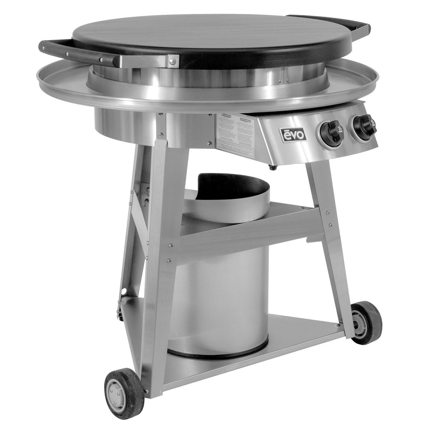 EVO 10-0002-LP-C Professional Wheeled Cart Flattop Propane Gas Grill w/ Non-Stick Ceramic Clad Coating - White Background thumbnail