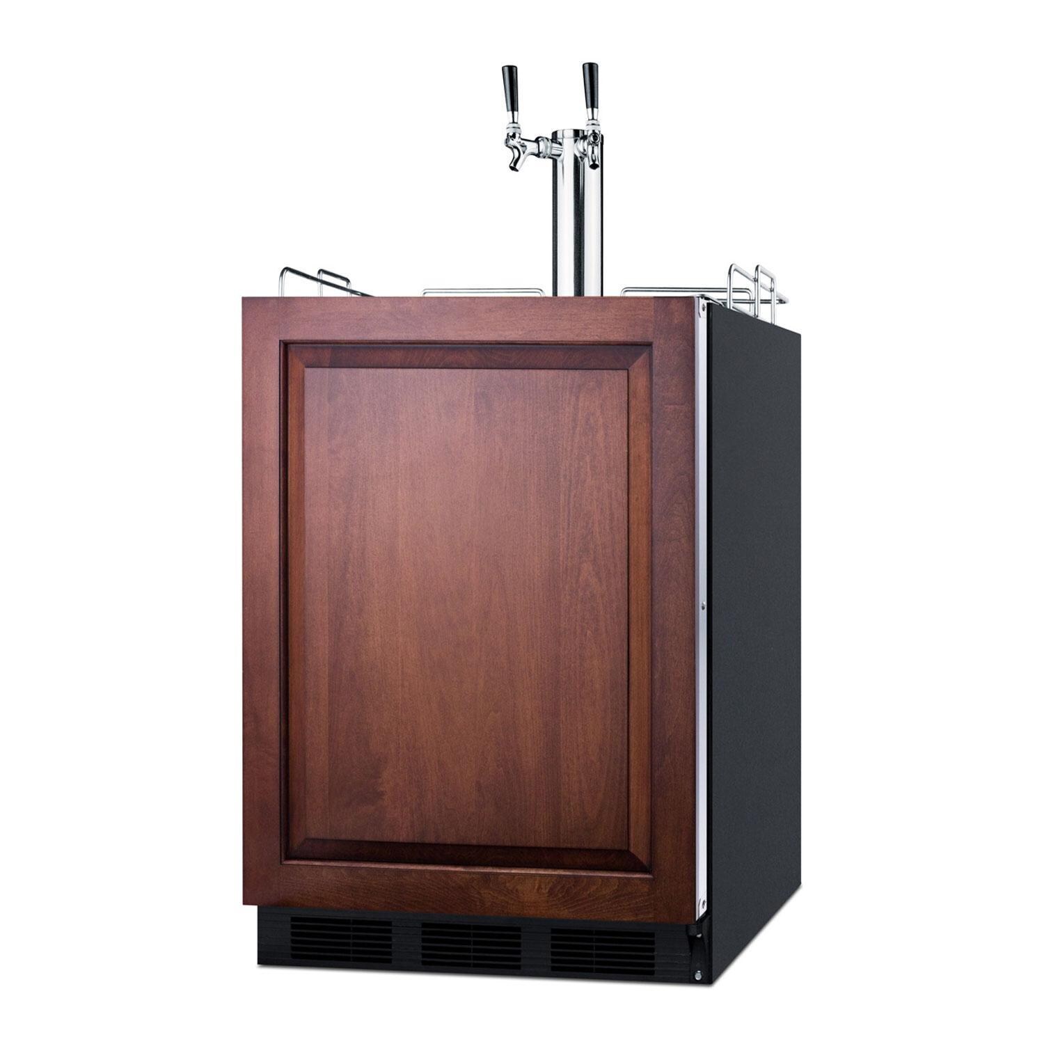 Summit SBC58BLBIADAIF ADA Compliant 24 Inch 5.5 Cu. Ft. Built-In Dual Tap Panel Ready Kegerator - Closed - Angled - White Background thumbnail