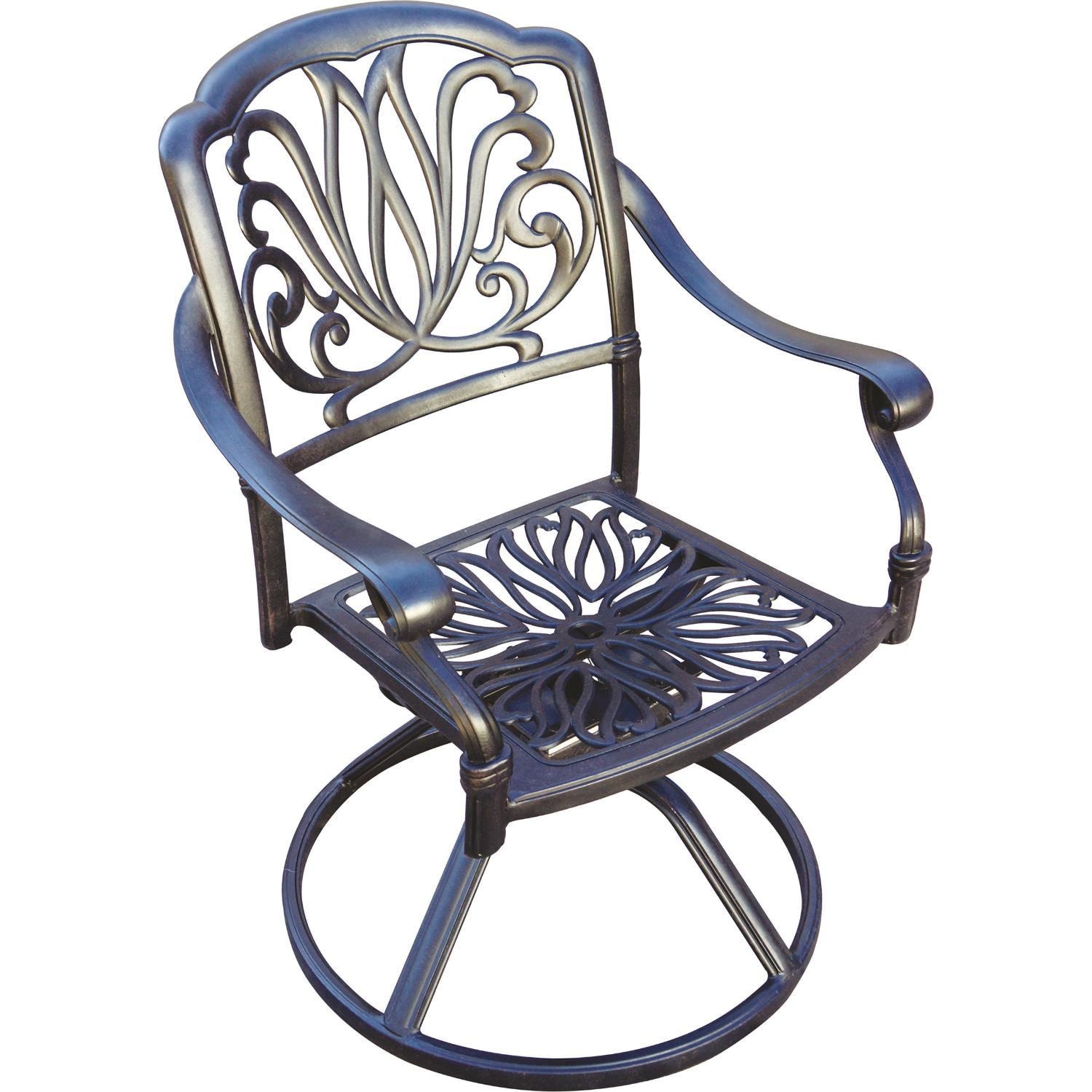 Darlee Elisabeth Cast Aluminum 4-Pc Swivel Rocker Dining Chair Set in Antique Bronze/Beige Canvas - No Cushion - White Background thumbnail