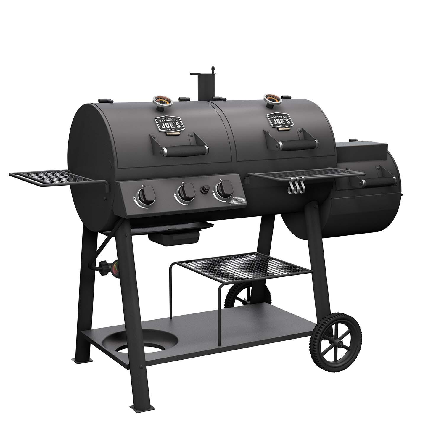 Oklahoma Joe's 24203005 Canyon Combo DLX Charcoal/Propane Smoker & Grill - Right Angled - White Background thumbnail