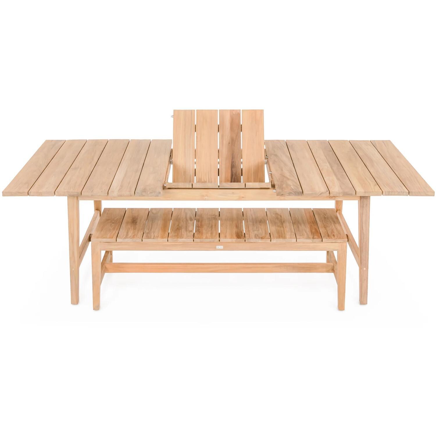 Teak + Table Capri Expansion 3 Piece Dining Set W/ Extend 72/96 Inch Table - Hidden Leaf Storage - White Background thumbnail