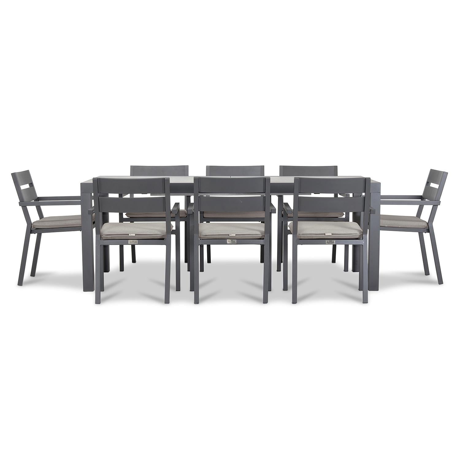 Calm Bay 9 Pc Extendable Dining Set in Slate/Concrete/Cast Silver by Lakeview - White Background 3 thumbnail