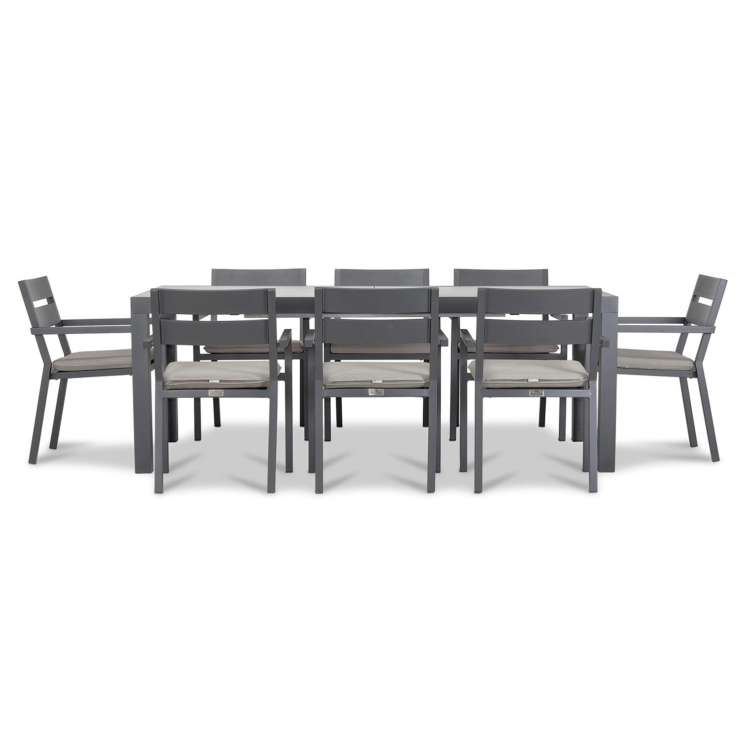Calm Bay 9 Pc Extendable Dining Set in Slate/Concrete/Cast Silver by Lakeview - White Background 3 thumbnail