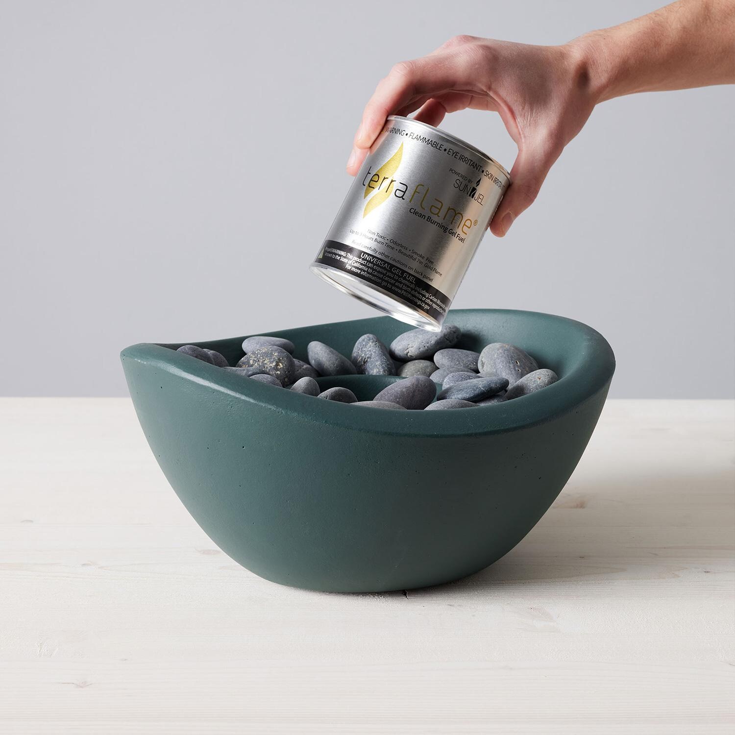 TerraFlame Wave Table Top Fire Bowl - Comex Green - Gel Fuel Added thumbnail