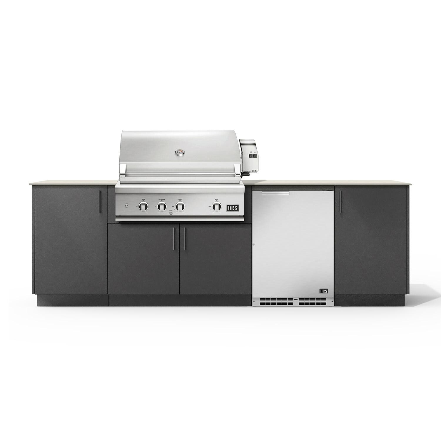 Urban Bonfire Horizon 36 Outdoor Kitchen w/ DCS Propane Grill, Refrigerator, Danae Dekton Countertop & Anthracite Finish - B-Horizon-36-DCS-Danae-Anthracite