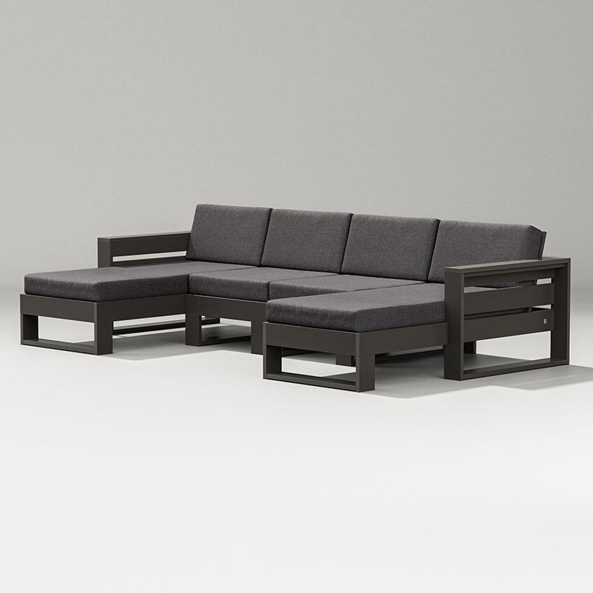 Latitude 4 Person Sectional Sofa w/ Left & Right Chaise in Vintage Coffee/Ash Charcoal By PW Designer Series - Display - White Background thumbnail