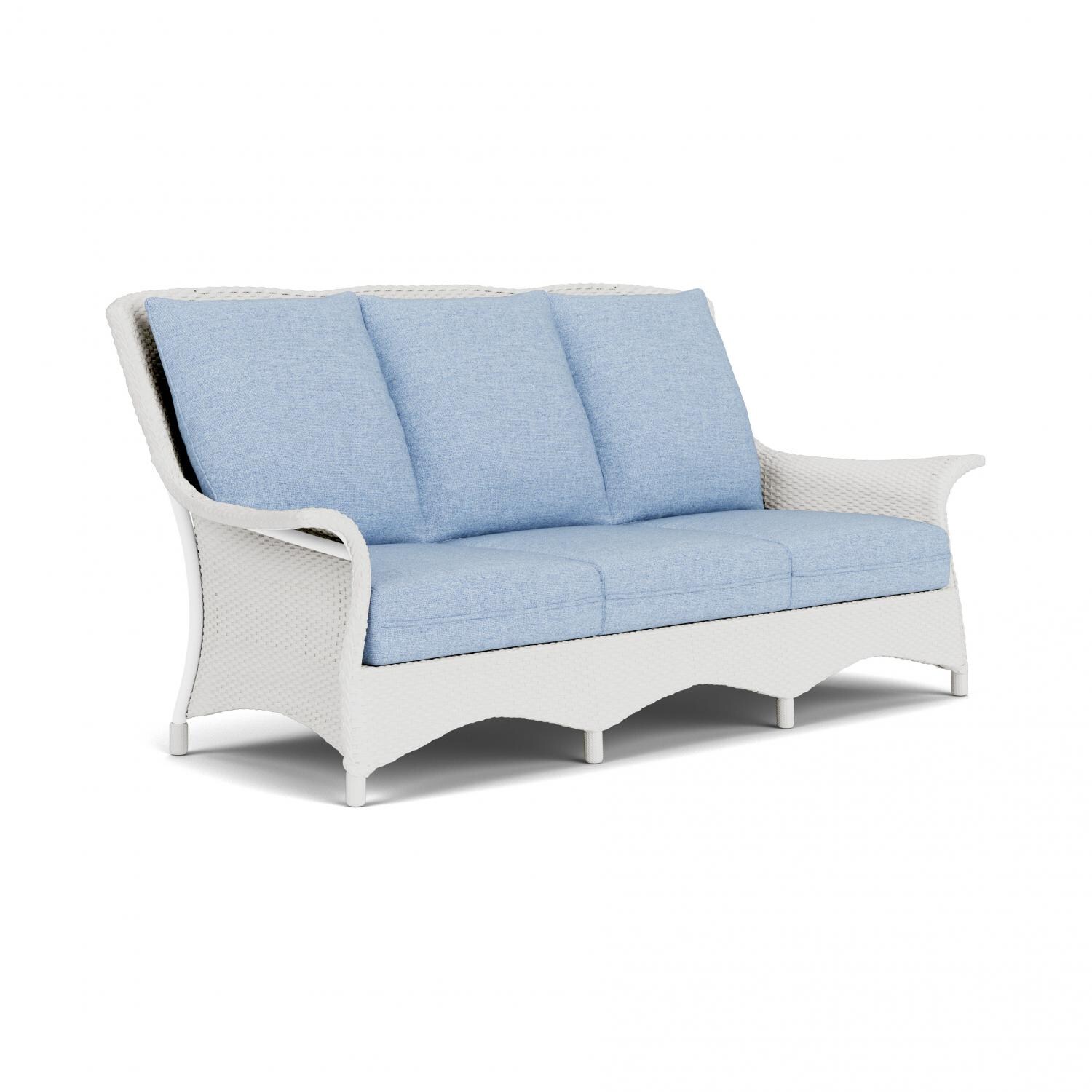 Lloyd Flanders Mandalay Sofa in Matte White Finish with Demo Skyway fabric - Angled thumbnail