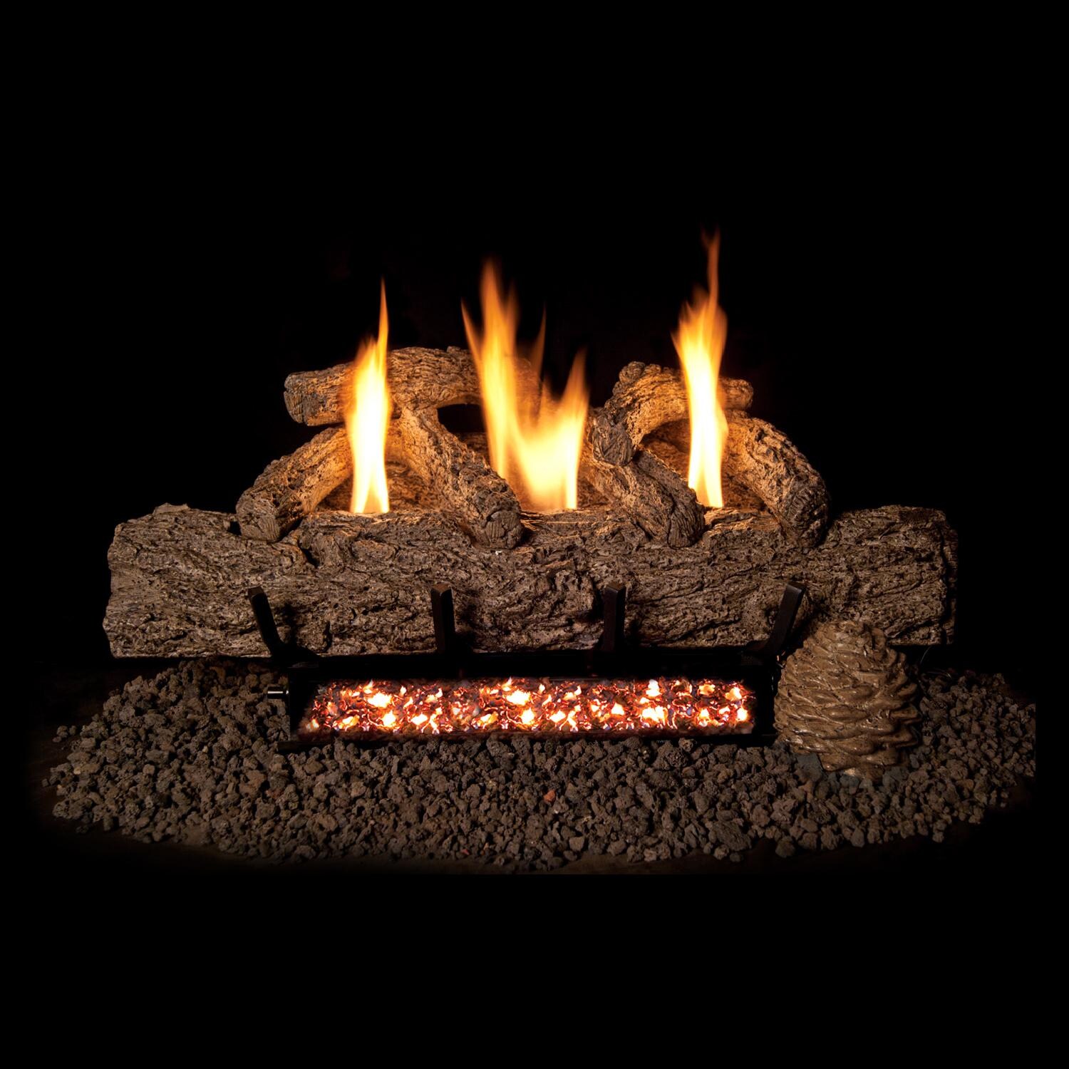 Peterson Real Fyre 30-Inch Live Oak Gas Log Set With Vent-Free Natural Gas VF9 Burner - Thermostat Control Variable Flame Remote (Decorative Pine Cone Heat Shield Not Included) thumbnail