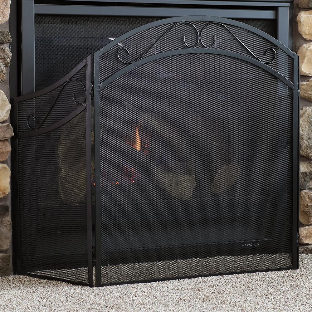 Ultimate Patio 3-Panel Steel Elegant Scroll Fireplace Screen - In Front of the Fireplace thumbnail