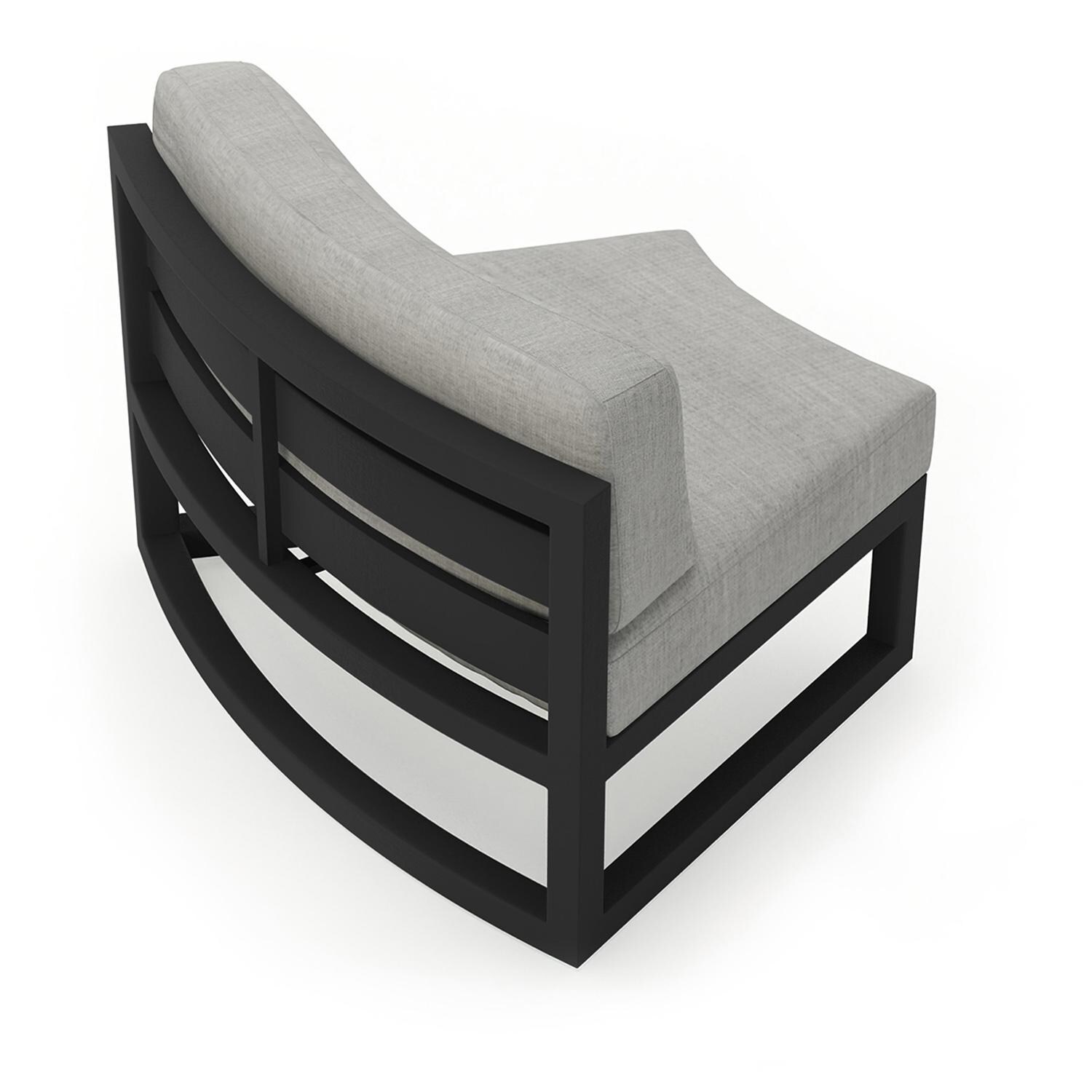 Lakeview MSTYCV-BK-CRVS-CS Misty Cove 2 Pc Aluminum Curve Club Chair in Black w/Cast Silver Cushions by Lakeview Outdoor Designs - Angled Back - White Background thumbnail