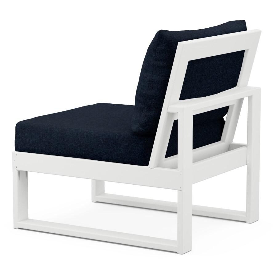 POLYWOOD Modular Armless Chair in White / Marine Indigo - Back thumbnail