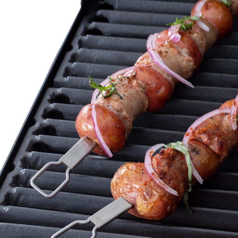 Broil King Stainless Steel Dual Prong Skewers - 4 Pack - 64049 - Up Close - Lifestyle thumbnail