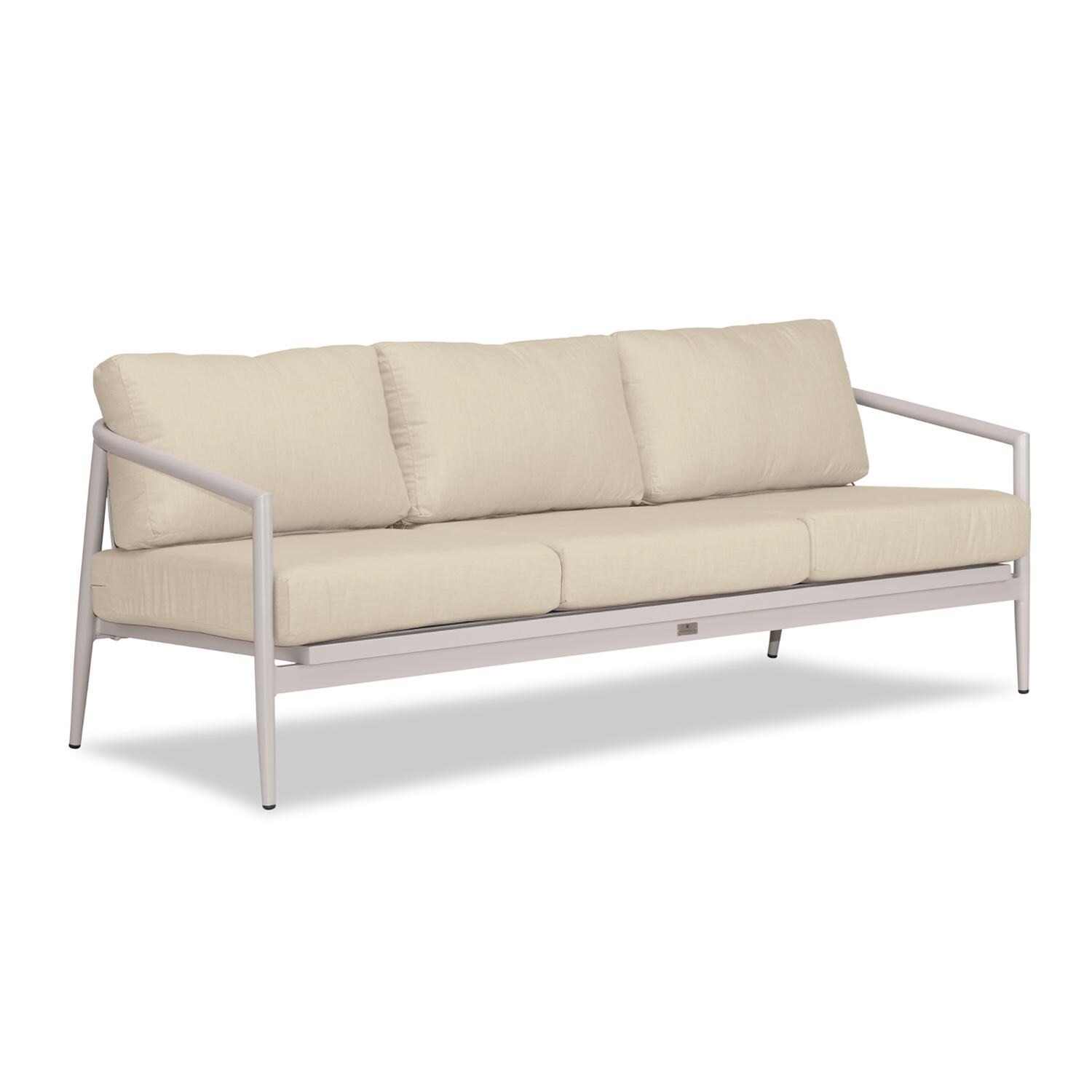 Lakeview Midnight Cove 3 Person Aluminum Sofa in Urban Stone/Carrera/Canvas Flax - Angled - White Background thumbnail